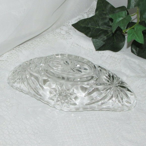 Vintage  Anchor Hocking Glass EAPC Celery Boat Gondola Star Of David - Picture 3 of 6